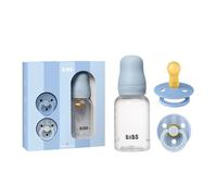 BIBS Gift Set Baby Sprinkle, con biberón BIBS de 150 ml y pack de 2 chupetes Colour, chupete sin BPA, tetina redonda. Látex natural, fabricado en Dinamarca, talla 1 (0-6 meses), Baby Blue