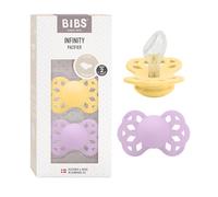 BIBS Infinity Chupete, 6-18 meses, 2-pack, Pale Butter/Violet Sky