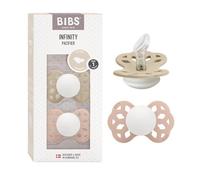 BIBS Infinity GLOW Chupete, 0-6 meses, 2-pack, Vanilla/Blush