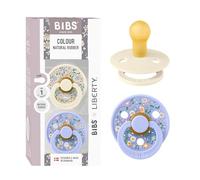 BIBS Liberty Paquete de 2 chupetes. Libre de BPA, Tetina redonda. Látex natural, Hecho en Dinamarca, 0+ meses (Paquete de 2), Ivory/Hush