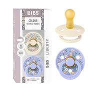 BIBS Liberty Paquete de 2 chupetes. Libre de BPA, Tetina redonda. Látex natural, Hecho en Dinamarca, 6+ meses (Paquete de 2), Ivory/Hush