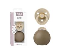 BIBS mini caja para chupete, limpia y de viaje, Danish Design | Mini | almacenamiento limpio | limpia y de viaje | Color: Vanilla/Dark Oak