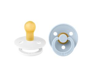 Bibs Round White-Baby Blue Talla 2 2uds