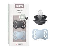 BIBS Supreme Chupete, 0-6 meses, 2-pack, Iron/Baby Blue