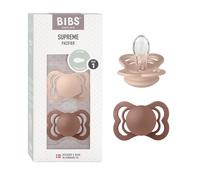 BIBS Supreme Chupete, 0-6 meses, 2-pack, Woodchuck/Blush