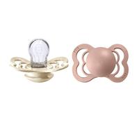 BIBS Supreme Chupete, 0-6 meses, pack de 2, Tetina simétrica, Ivory/Blush | Silicona | Talla 1 | Sin BPA