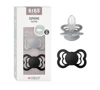 BIBS Supreme Chupete, 6-18 meses, 2-pack, Cloud/Black