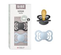 BIBS Supreme Chupete, 6-18 meses, 2-pack, Iron/Baby Blue