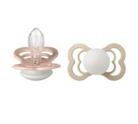 BIBS Supreme - Pack de 2 chupetes sin BPA, silicona simétrica, talla 2 (6-18 meses), color rosa y vainilla