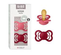 BIBS Supreme Paquete de 2 chupetes. Libre de BPA, Tetina con forma simétrica/Fisiológica. Látex natural, Hecho en Dinamarca. 0+ meses (Paquete de 2), Vanilla/Dark Oak