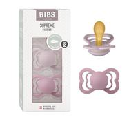 BIBS Supreme Paquete de 2 chupetes. Libre de BPA, Tetina con forma simétrica/Fisiológica. Látex natural, Hecho en Dinamarca. 0+ meses (Paquete de 2), Vanilla/Dark Oak