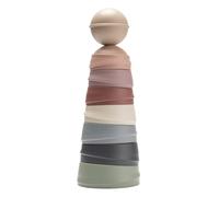 BIBS Torre apilable de vasos, 8 unidades, juguete infantil con pelota sonajero. Sin BPA, PVC y ftalatos. 0-3 años. Fabricado en Dinamarca. Pastel Rainbow