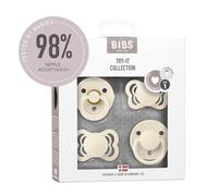 BIBS Try-it Chupete, 0-6 meses, 4-pack, tetinas variadas, Ivory | Varios tipos de tetina | Látex de caucho natural & silicona | Talla 1 | Sin BPA | Fabricado en Dinamarca | Alta aceptación