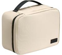 BIBTOO Bolsa protectora for guardar brochas, estuche a prueba de polvo, for viaje, maquillaje, gran capacidad, con correa de fijación, fácil de llevar, asa, color negro, talla única(Beige)