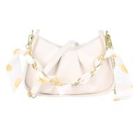 BIBTOO Bolso de Mano Plisado de Moda for Mujer, pequeño Bolso de Mano con Forma de Nube, Tipo Hobo, con Cadena, Bandolera(Beige)