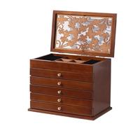 BIBTOO Caja de Almacenamiento de Joyas de 6 Capas, Caja de Madera Retro de Gran Capacidad, Caja de joyería multifunción for el hogar