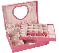 BIBTOO Caja de Almacenamiento de Joyas de Gran Capacidad con Cerradura, Caja de Maquillaje, Vitrina de Joyas con Espejo, Organizador de Joyas, joyero(1)