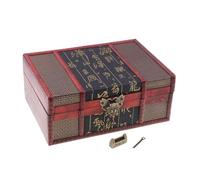 BIBTOO Caja de Almacenamiento de Joyas de Madera de Estilo Vintage Caja organizadora de Joyas con patrón de Madera Vintage(1,21.5cmx 14cmx 7.7cm)