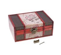 BIBTOO Caja de Almacenamiento de Joyas de Madera de Estilo Vintage Caja organizadora de Joyas con patrón de Madera Vintage(3,23x 16x 9.5cm)