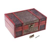 BIBTOO Caja de Almacenamiento de Joyas de Madera de Estilo Vintage Caja organizadora de Joyas con patrón de Madera Vintage(4,21.5cmx 14cmx 7.7cm)