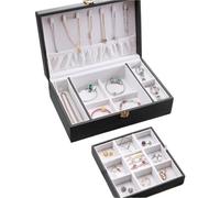 BIBTOO Caja de Almacenamiento de Joyas de Mano de Gran Capacidad for aretes, aretes de botón, Collares, Caja de joyería de Boda(2)