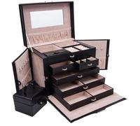 BIBTOO Caja de Almacenamiento de Joyas de Regalo for Mujer, Caja de joyería de Cuero de Gran Capacidad, Caja de Almacenamiento de Joyas de Princesa