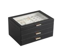 BIBTOO Caja de Almacenamiento for exhibición de Joyas, Caja de Cuero sintético for Relojes, Pendientes, Anillos, Collares, Organizador(1)