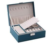 BIBTOO Caja de Almacenamiento for Relojes, Organizador de Joyas con Cerradura, Estuche de Doble Capa for Mujer, apilable, for exhibición de Joyas(2)