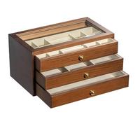 BIBTOO Caja de Almacenamiento for Relojes, Organizador de Joyas de Madera con cajón for Anillos, Pulseras, Relojes, Collares, Pendientes y Accesorios.