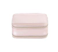 BIBTOO Caja de Almacenamiento portátil for Joyas con Doble Cremallera, Estuche for Anillos, Pendientes, Collares, Joyas, Estuche de Cuero sintético for cosméticos y pintalabios.(1)