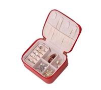 BIBTOO Caja de Cuero sintético for Guardar Pendientes, Anillos y Joyas, con Cremallera, fácil de Transportar, pequeña Caja de joyería.(2)