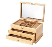 BIBTOO Caja de Madera Maciza for Anillos, joyero de Estilo Chino, con Cerradura, for Guardar Pendientes, Collares y Relojes, Regalo de Boda, Sencilla, Multicapa, for el hogar(2,1)