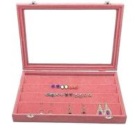 BIBTOO Caja de Terciopelo for Guardar Joyas con Tapa de Cristal, Ideal for exhibir Pendientes, Collares y Pulseras.(6,28 * 20 * 5cm)