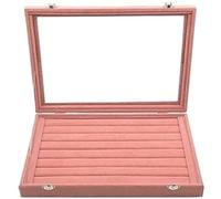 BIBTOO Caja de Terciopelo for Guardar Joyas con Tapa de Cristal, Ideal for exhibir Pendientes, Collares y Pulseras.(5,28 * 20 * 5cm)