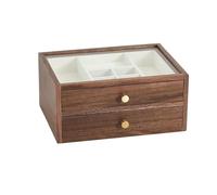 BIBTOO Caja for Anillos de Madera de Nogal Negro, joyero, tocador, cajón Organizador de Madera Maciza, joyero, Cajas for Anillos, joyero