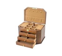 BIBTOO Caja for Anillos de Madera Maciza, joyero con Cerradura, Gran Capacidad, Sencilla, Estilo Retro.