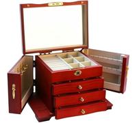BIBTOO Caja Grande de Madera Maciza for Guardar Anillos, Pendientes, Anillos, Collares, Joyas, Regalo con Cerradura.(2)