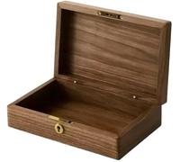 BIBTOO Caja organizadora de Anillos de Nogal Vintage, de Madera, con Cerradura, for Guardar cosméticos, Joyas y Anillos.(9CM)