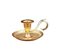 BIBTOO Candelabro cónico de Metal con asa, Soporte de Vela de un Solo Cabezal for decoración de Mesa de Comedor y hogar.(Gold)