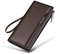 BIBTOO Carteras de Lujo exquisitas de OLOTU, Tarjetero extraíble, Carteras de Cuero Genuino for Hombres, Carteras de Cuero con Correa for teléfono y Tarjetas de crédito, billeteras Plegables(Brown2)