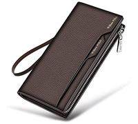 BIBTOO Carteras de Lujo exquisitas de OLOTU, Tarjetero extraíble, Carteras de Cuero Genuino for Hombres, Carteras de Cuero con Correa for teléfono y Tarjetas de crédito, billeteras Plegables(Brown1)