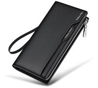 BIBTOO Carteras de Lujo exquisitas de OLOTU, Tarjetero extraíble, Carteras de Cuero Genuino for Hombres, Carteras de Cuero con Correa for teléfono y Tarjetas de crédito, billeteras Plegables(Black1)