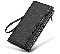 BIBTOO Carteras de Lujo exquisitas de OLOTU, Tarjetero extraíble, Carteras de Cuero Genuino for Hombres, Carteras de Cuero con Correa for teléfono y Tarjetas de crédito, billeteras Plegables(Black3)