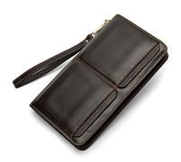 BIBTOO Carteras for Hombre Cartera Larga for Hombre Cartera de Mano for Hombre Cartera de Cuero Genuino con Cremallera Cartera de Negocios for Hombre Monedero(C)