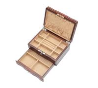 BIBTOO Estuche de joyería de Madera de 2 Capas for Mujer, Organizador con Cerradura y Llave.