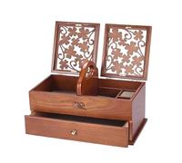 BIBTOO Estuche for Guardar Joyas, joyero Vintage de Madera, Tallado a Mano, Organizador de Joyas de Gran Capacidad, Tipo cajón, tamaño Grande