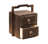 BIBTOO Estuche for Joyas, Caja de Madera Antigua for Joyas, Caja de Costura portátil Retro, pequeña Caja de Almacenamiento de Joyas Multicapa, Caja for Guardar té
