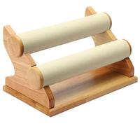 BIBTOO Expositor de Joyas, Soporte for Pulseras con Dos Niveles, Expositor de Terciopelo, Organizador de Madera con Barra en T for Relojes, Pulseras y brazaletes.(1)