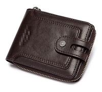 BIBTOO Exquisita Billetera multifunción Vintage de Cuero Genuino for Hombre, Carteras de Moda for Hombre, Bolsa de Almacenamiento, Monedero, Tarjetero, Bolsa de Almacenamiento, Carteras(Brown)