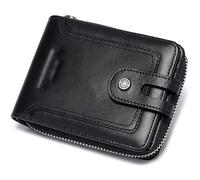 BIBTOO Exquisita Billetera multifunción Vintage de Cuero Genuino for Hombre, Carteras de Moda for Hombre, Bolsa de Almacenamiento, Monedero, Tarjetero, Bolsa de Almacenamiento, Carteras(Black)